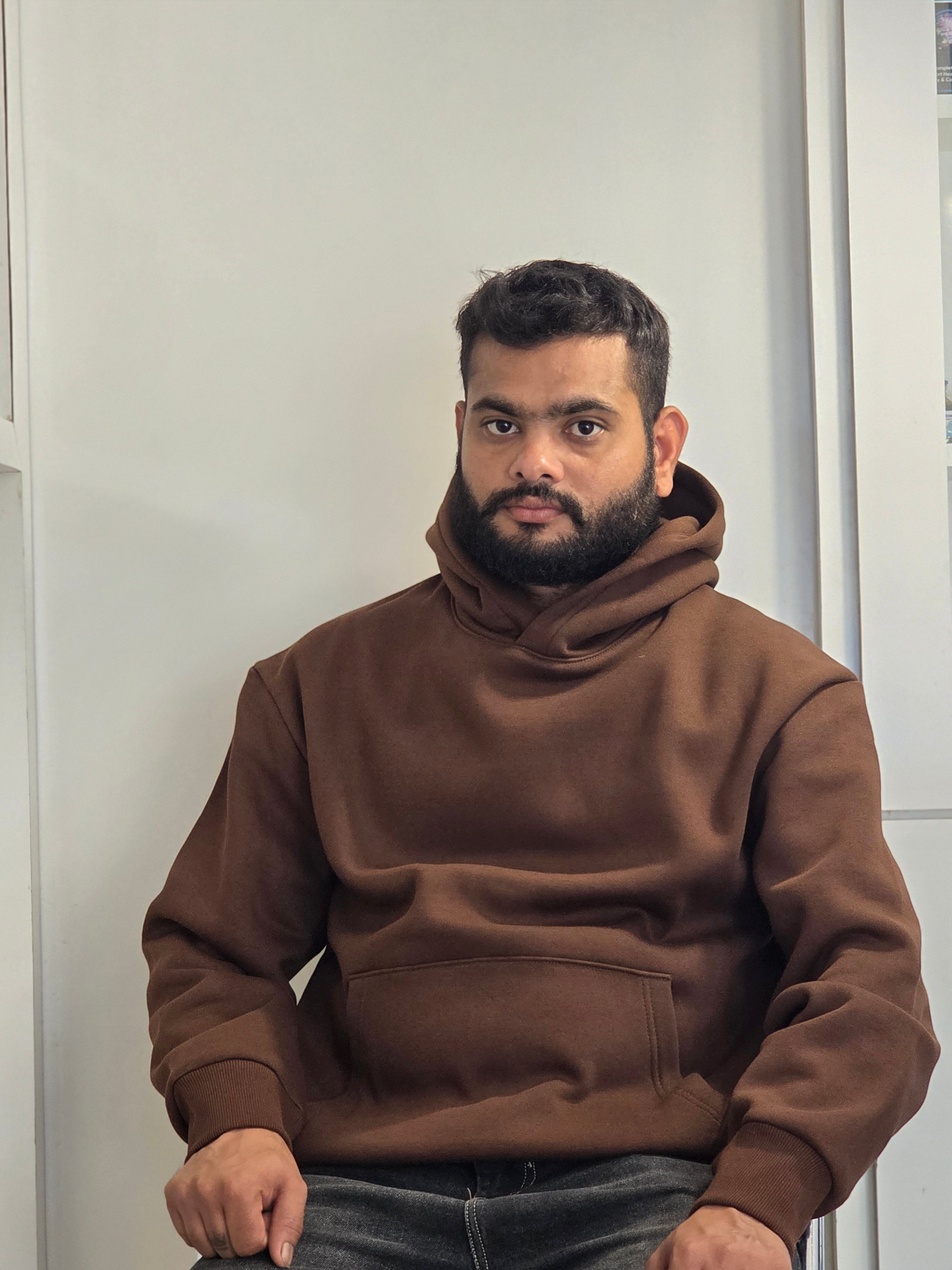 MENS PREMIUM PLAIN CREAM COLOUR HOODIE 100%COTTON brown