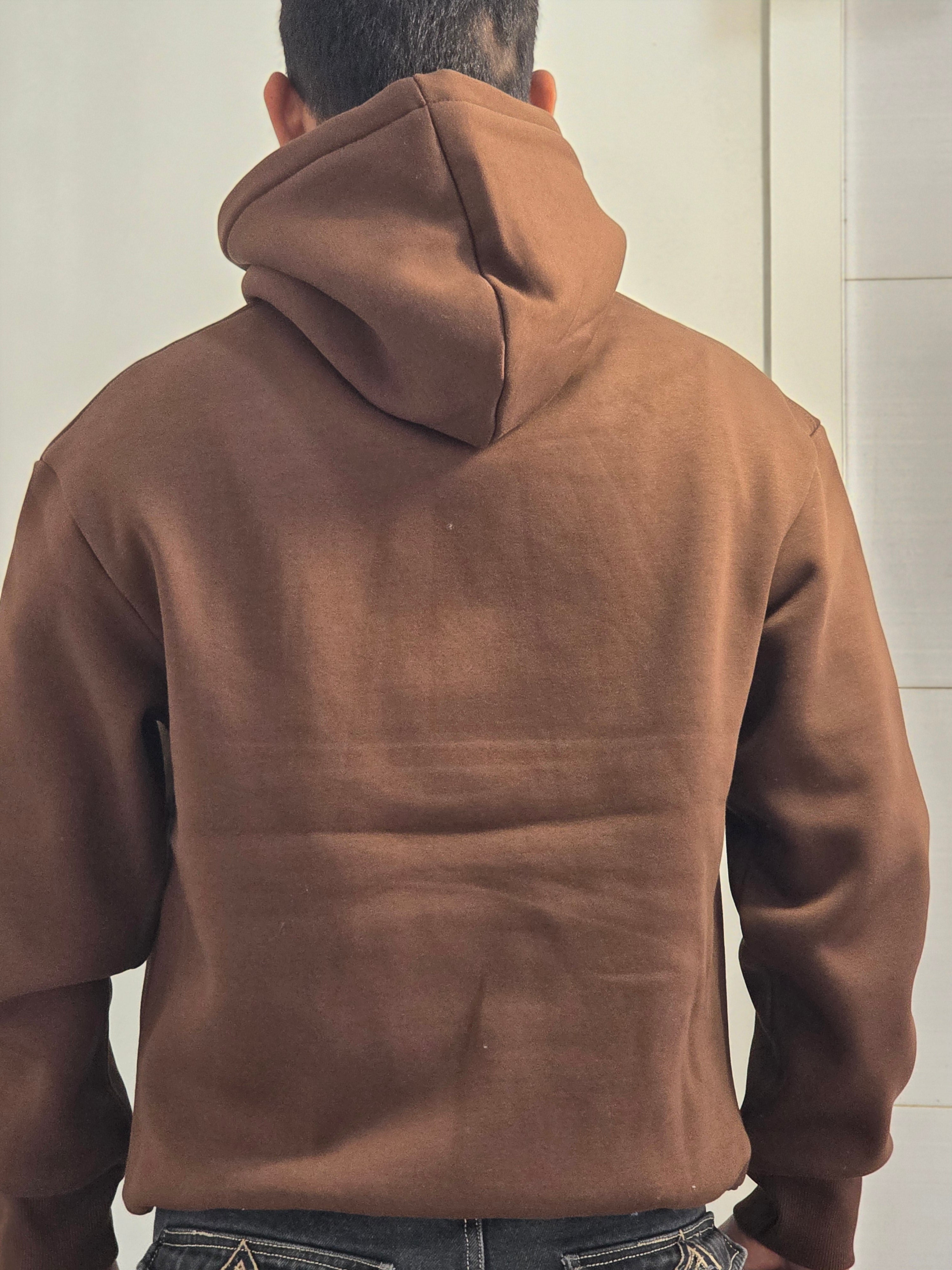 MENS PREMIUM PLAIN CREAM COLOUR HOODIE 100%COTTON brown