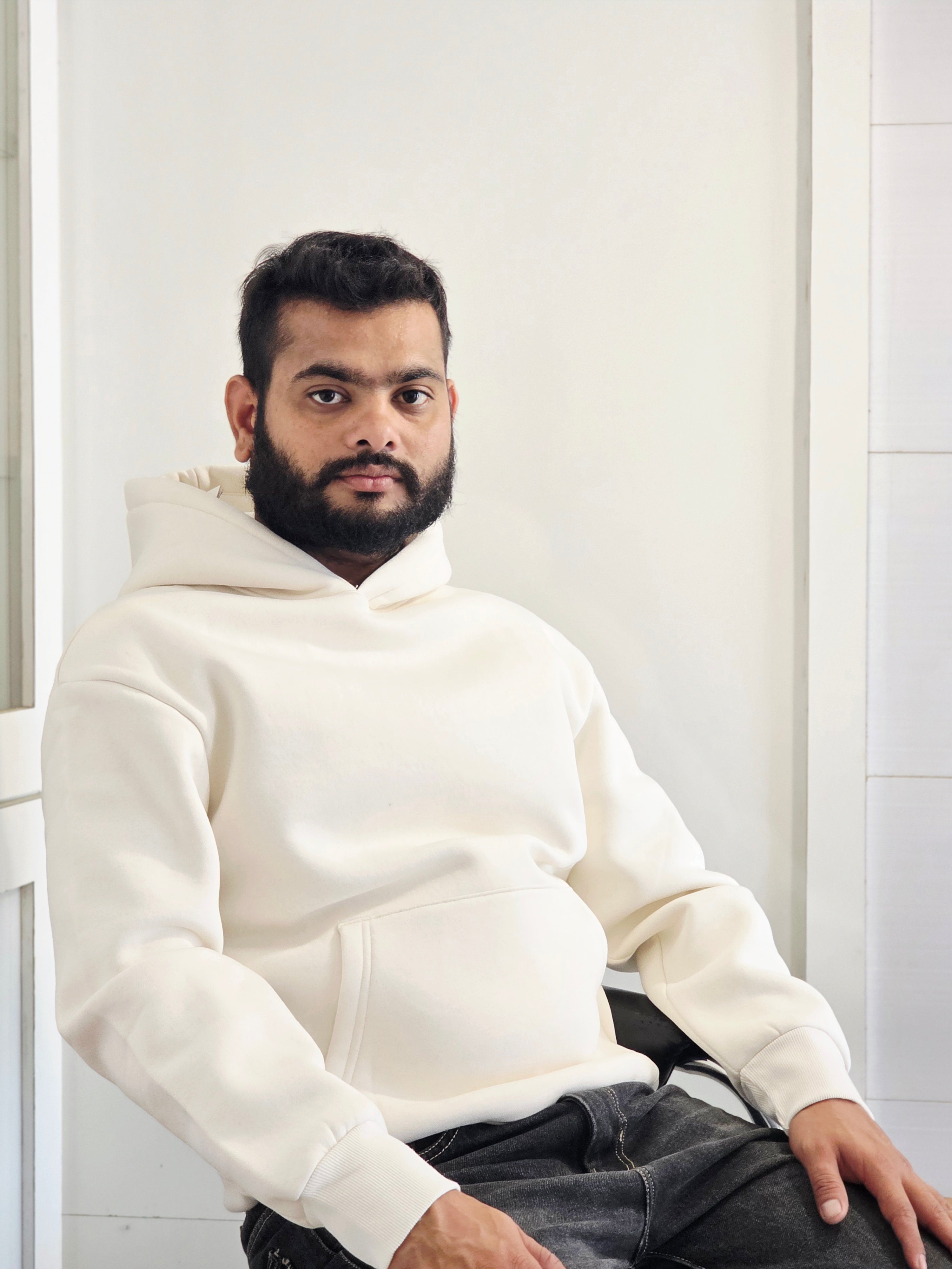 MENS PREMIUM PLAIN CREAM COLOUR HOODIE 100%COTTON